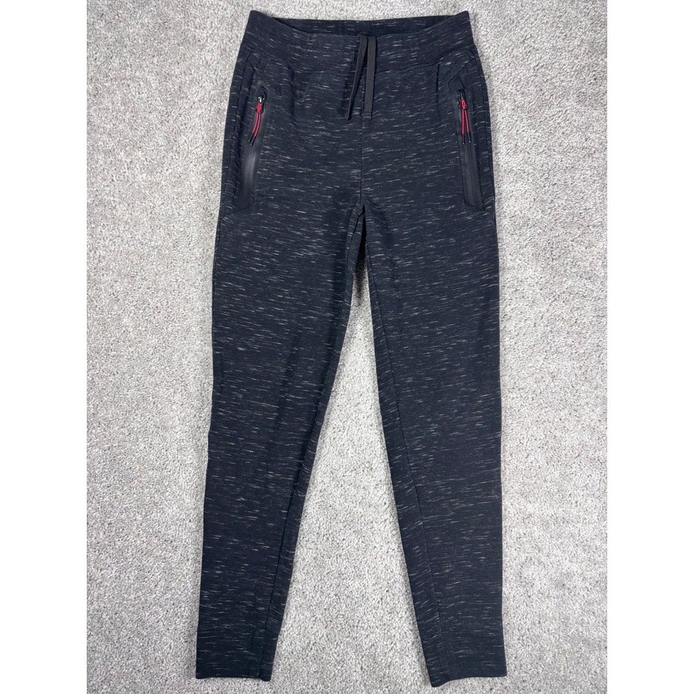 Champion Jogger Pants Speckled Black Red Zip Pockets Athleisure Size S